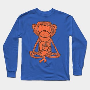 Cheeky Monkey, orange on purple Long Sleeve T-Shirt